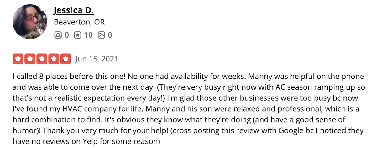 Comfort Climate Beaverton 5-Star Reviews