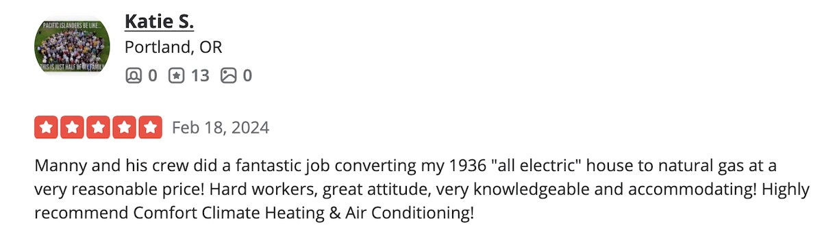 Comfort Climate Portland 5-Star Reviews